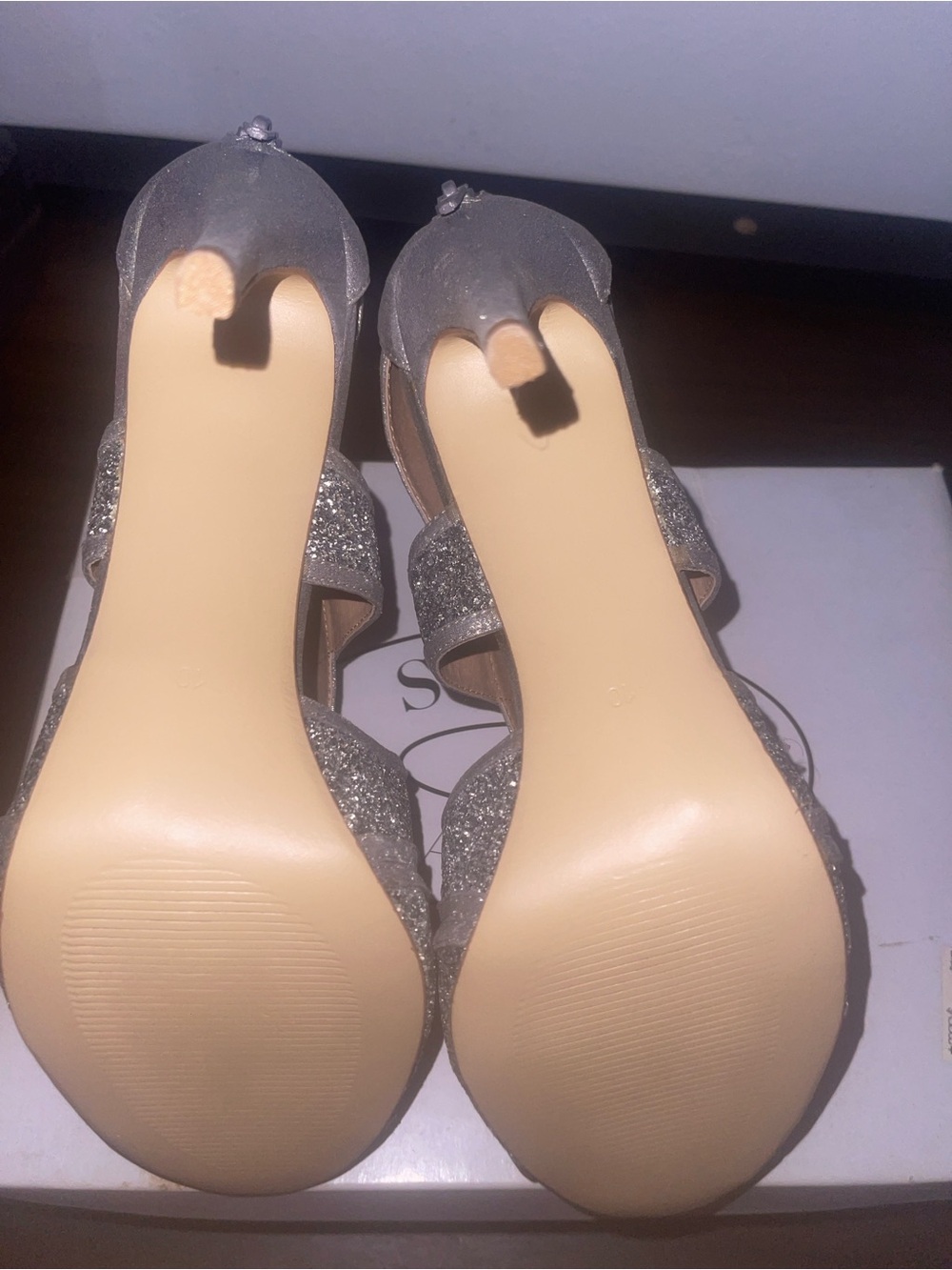 Steve Madden Silver Glitter Strappy High Heels - Picture 5 of 6